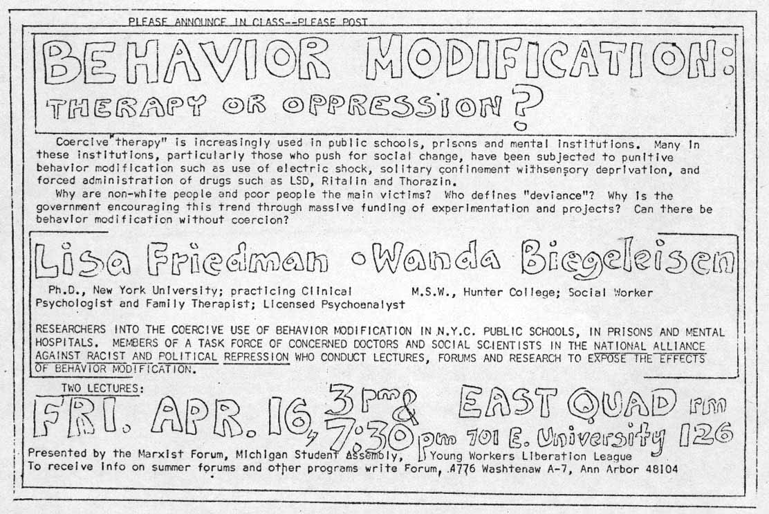 Poster denouncing behavior mod